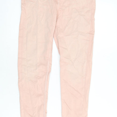 Marks and Spencer Womens Pink Cotton Skinny Jeans Size 10 L28 in Regular Zip