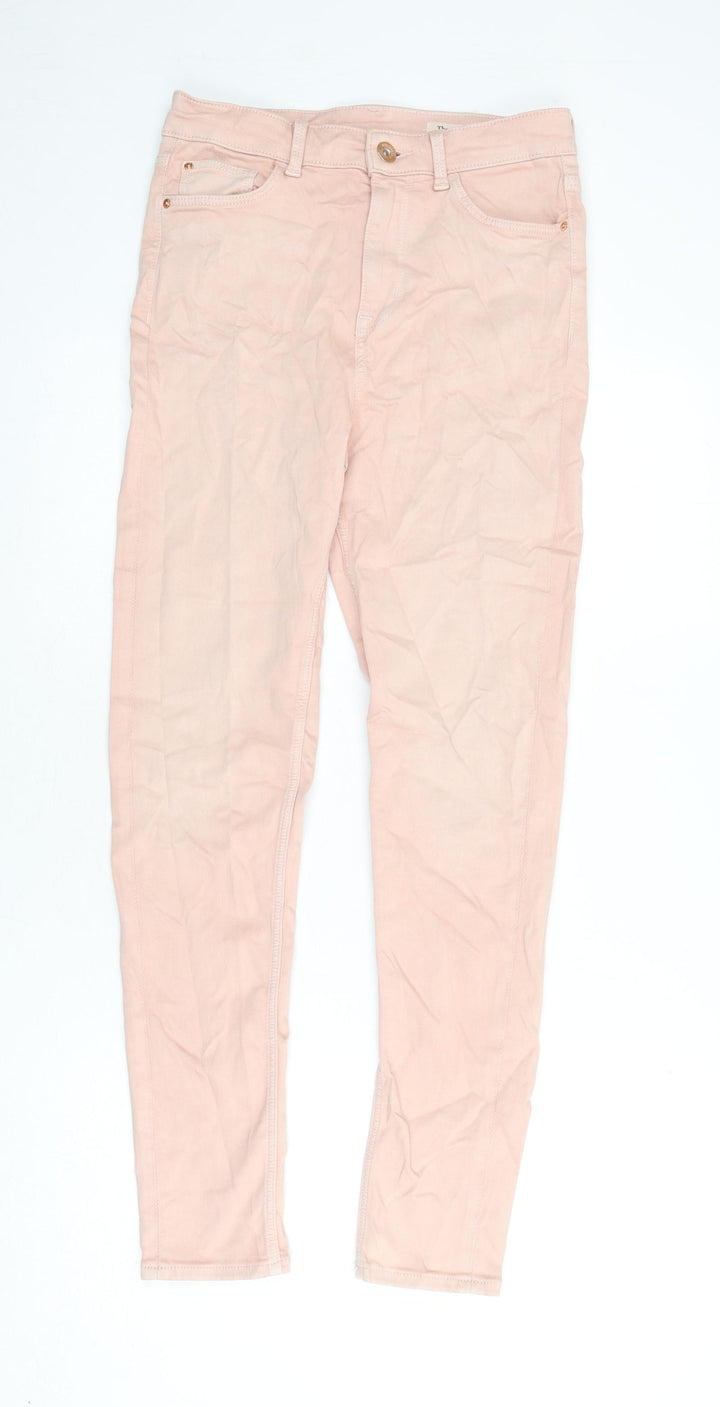 Marks and Spencer Womens Pink Cotton Skinny Jeans Size 10 L28 in Regular Zip