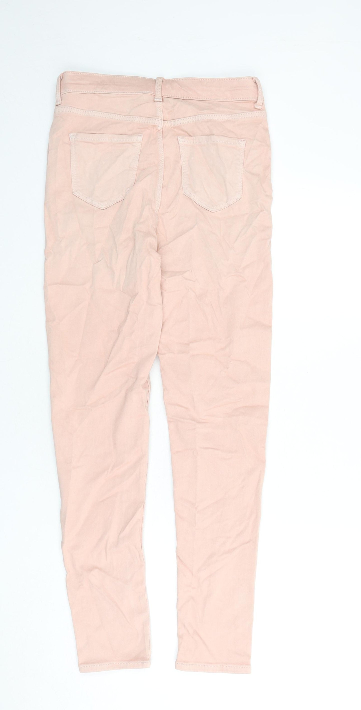 Marks and Spencer Womens Pink Cotton Skinny Jeans Size 10 L28 in Regular Zip