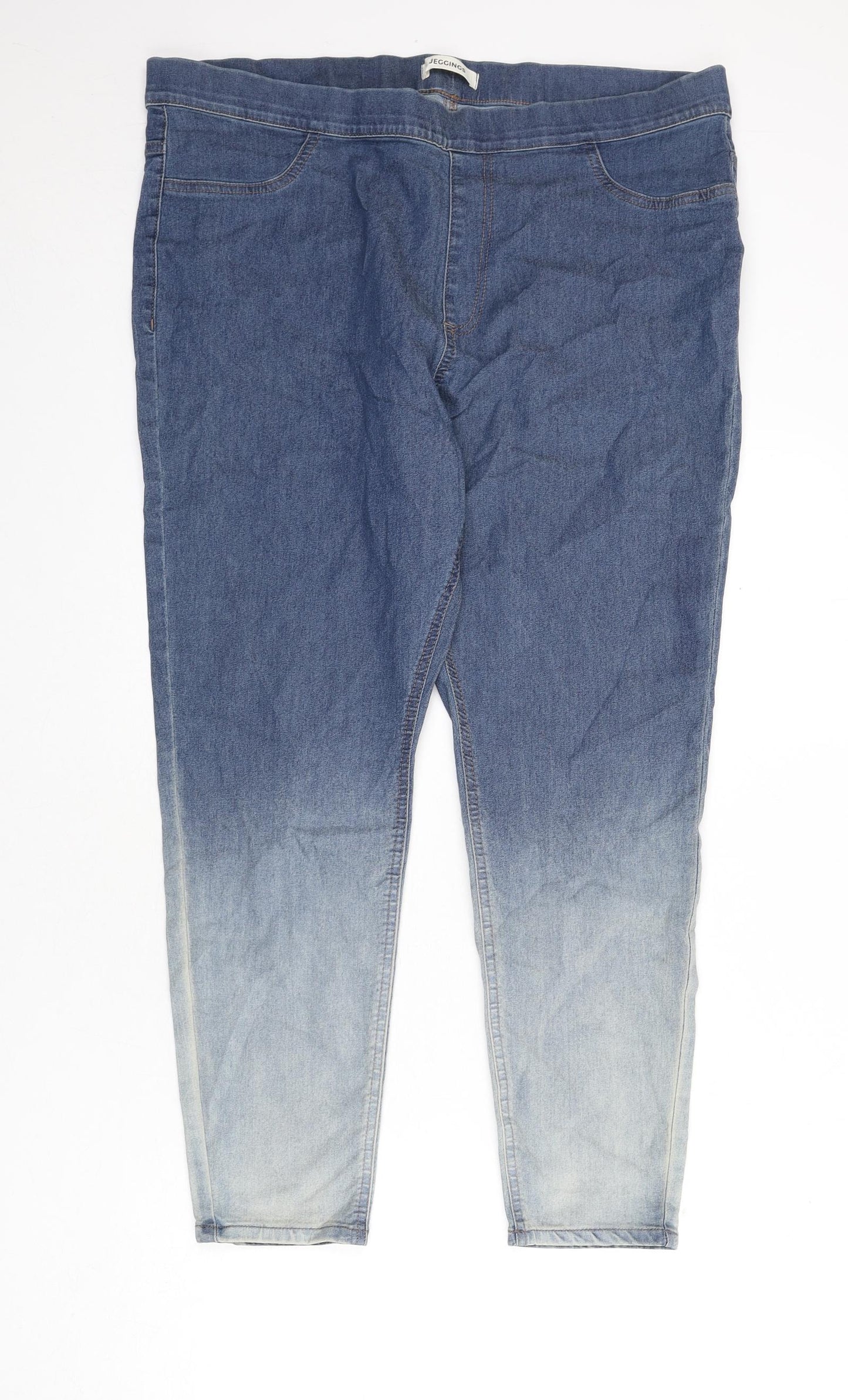 Marks and Spencer Womens Blue Cotton Jegging Jeans Size 20 L25 in Regular - Faded Effect, Gradient