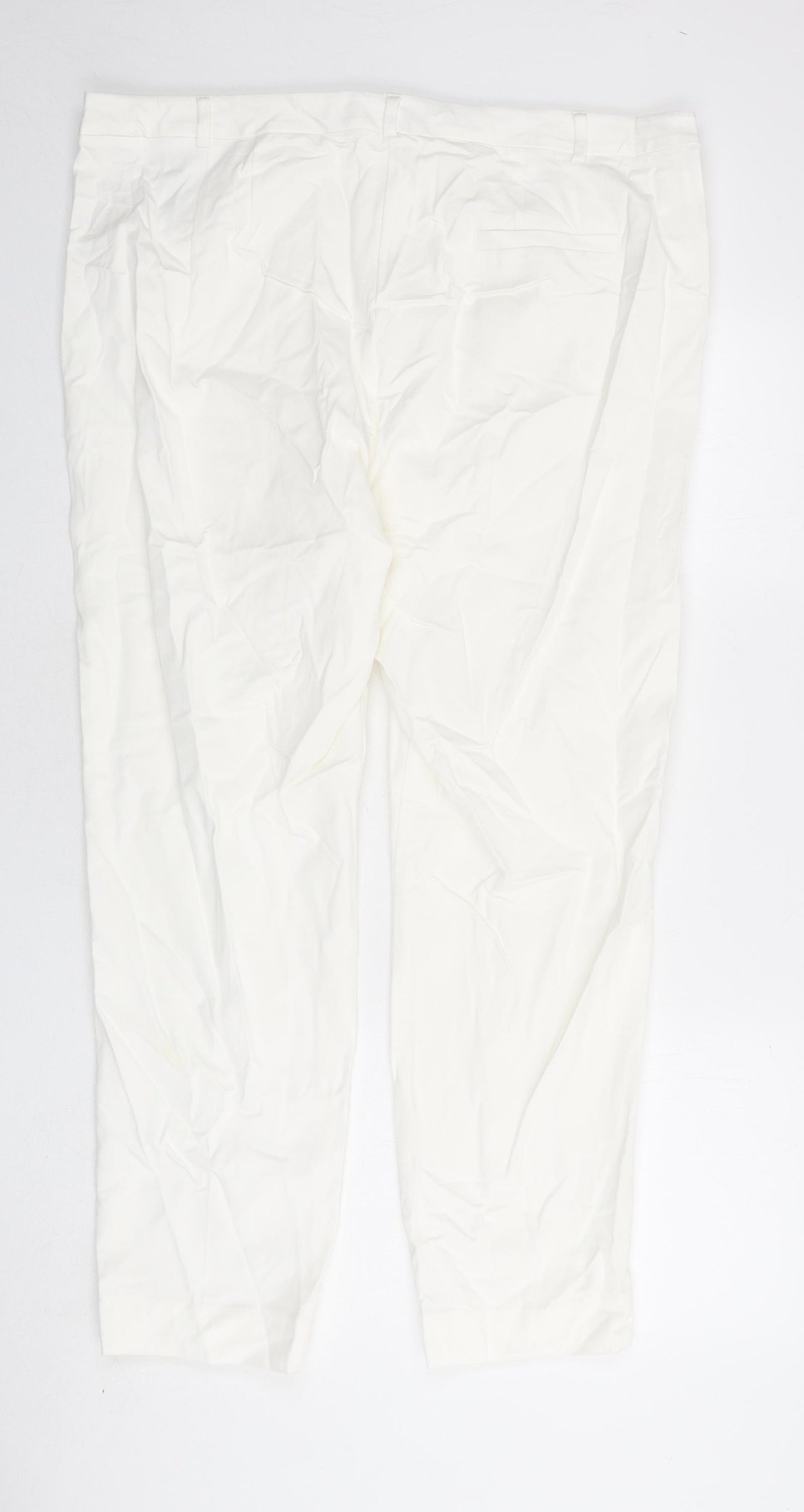 Marks and Spencer Womens Ivory Viscose Trousers Size 20 L26 in Slim Zip - Ankle Grazer