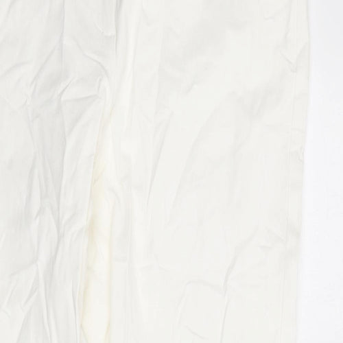 Marks and Spencer Womens Ivory Viscose Trousers Size 20 L26 in Slim Zip - Ankle Grazer