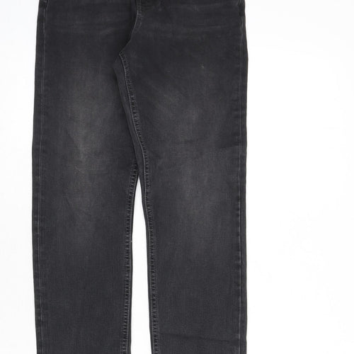 Marks and Spencer Womens Grey Cotton Straight Jeans Size 6 L26 in Regular Zip