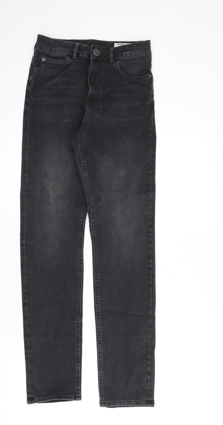 Marks and Spencer Womens Grey Cotton Straight Jeans Size 6 L26 in Regular Zip