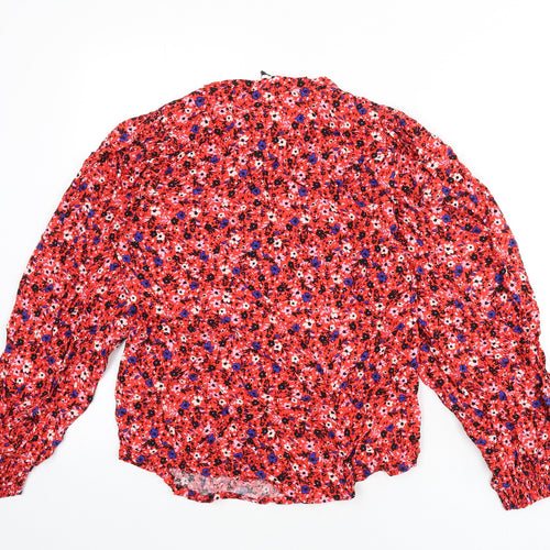 Autograph Womens Multicoloured Floral Viscose Basic Blouse Size 6 V-Neck