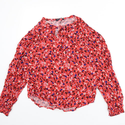 Marks and Spencer Womens Multicoloured Floral Viscose Basic Blouse Size 10 V-Neck