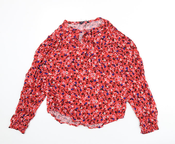 Marks and Spencer Womens Multicoloured Floral Viscose Basic Blouse Size 10 V-Neck