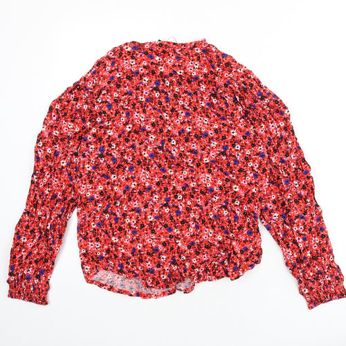 Marks and Spencer Womens Multicoloured Floral Viscose Basic Blouse Size 10 V-Neck