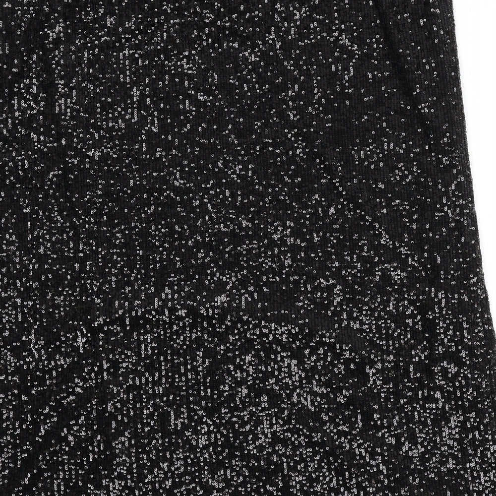 Marks and Spencer Womens Black Polyester A-Line Skirt Size 20 - Sequins