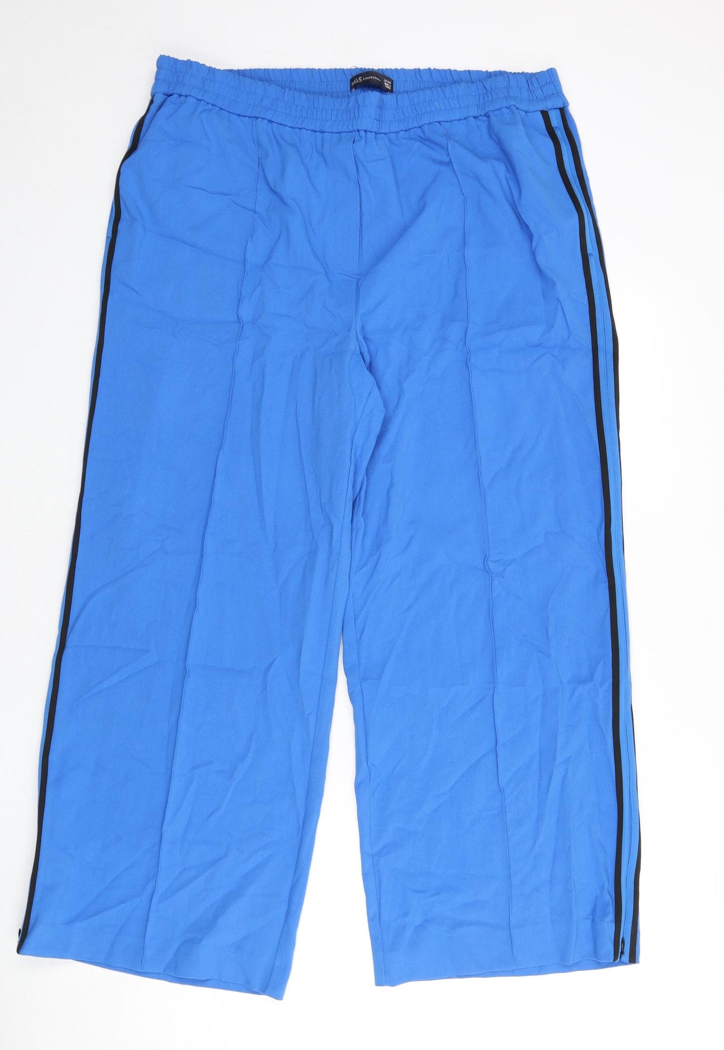 Marks and Spencer Womens Blue Polyester Trousers Size 20 L25 in Regular - Short Length