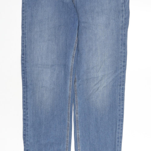 Marks and Spencer Womens Blue Cotton Straight Jeans Size 14 L30 in Regular Zip