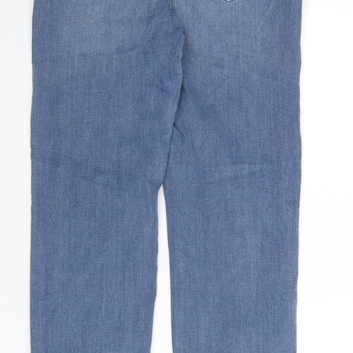 Marks and Spencer Womens Blue Cotton Straight Jeans Size 14 L30 in Regular Zip