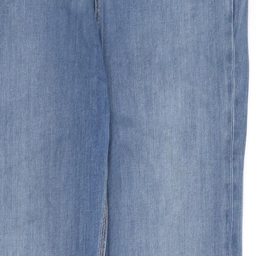 Marks and Spencer Womens Blue Cotton Straight Jeans Size 14 L30 in Regular Zip