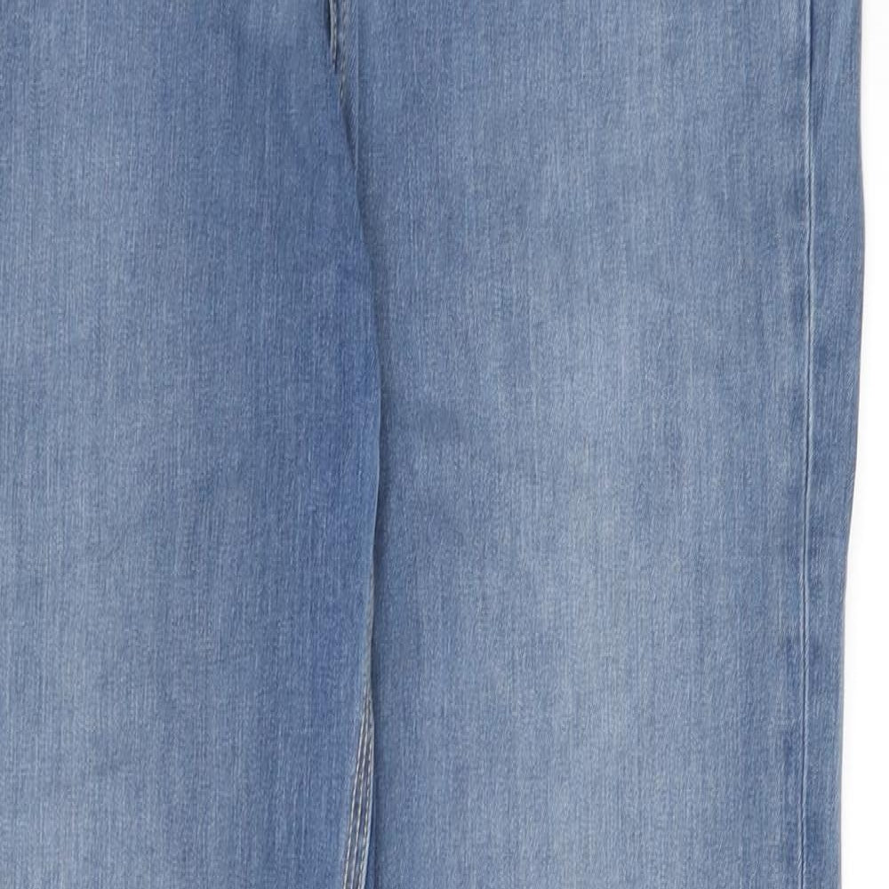 Marks and Spencer Womens Blue Cotton Straight Jeans Size 14 L30 in Regular Zip