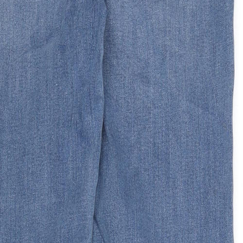 Marks and Spencer Womens Blue Cotton Straight Jeans Size 14 L30 in Regular Zip