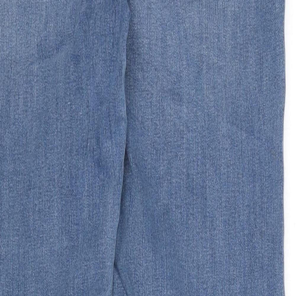 Marks and Spencer Womens Blue Cotton Straight Jeans Size 14 L30 in Regular Zip