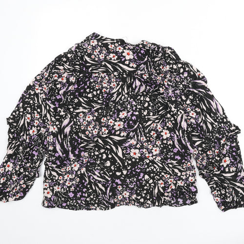 Marks and Spencer Womens Multicoloured Geometric Viscose Basic Blouse Size 8 Round Neck - Sparkle, Flowers