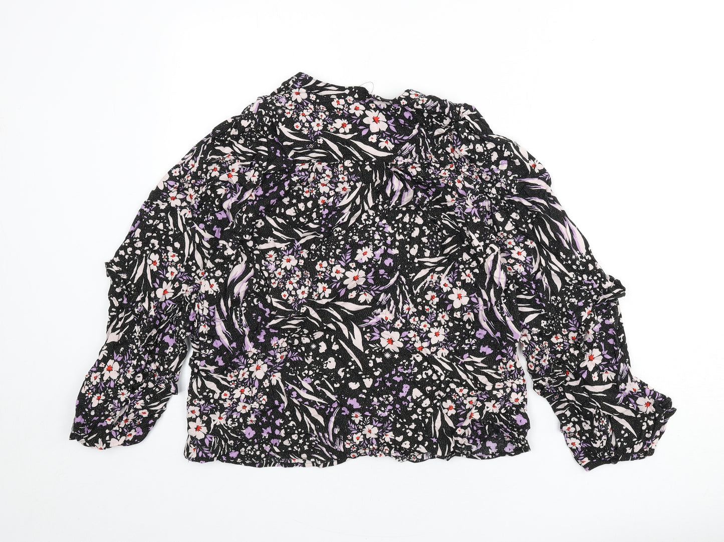 Marks and Spencer Womens Multicoloured Geometric Viscose Basic Blouse Size 8 Round Neck - Sparkle, Flowers