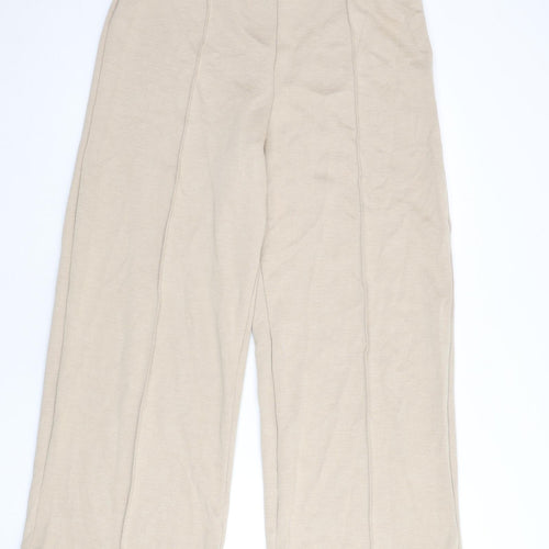 Marks and Spencer Womens Beige Polyester Trousers Size 18 L28 in Regular - Pleat
