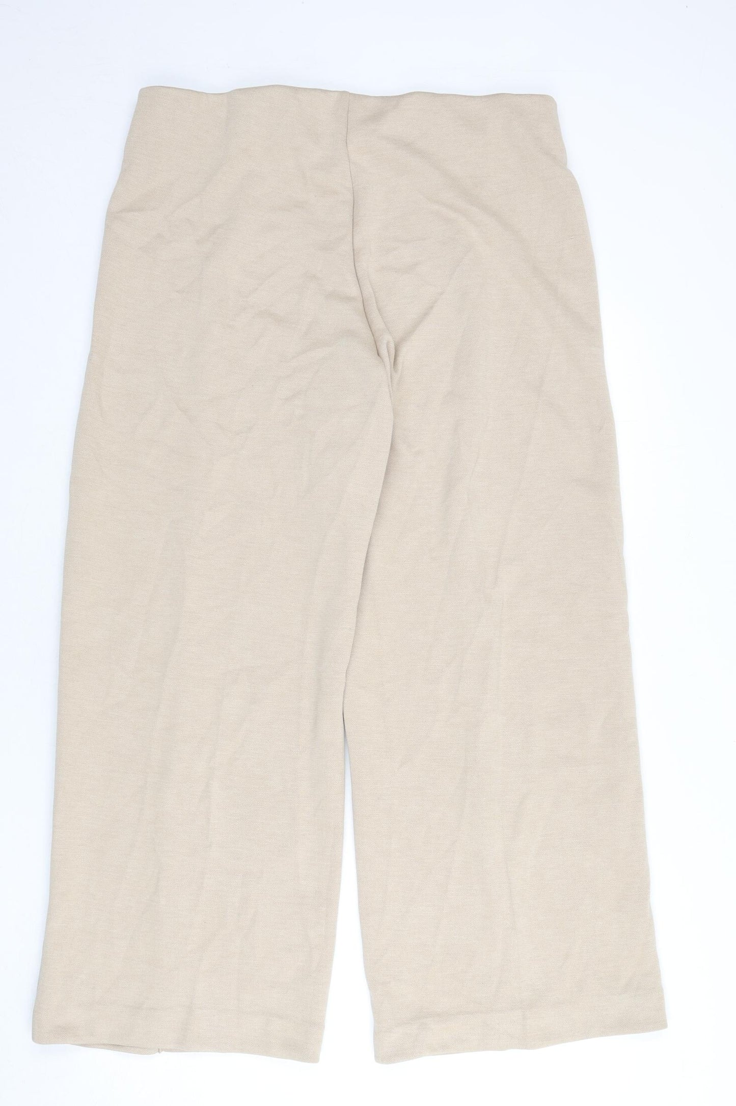 Marks and Spencer Womens Beige Polyester Trousers Size 18 L28 in Regular - Pleat