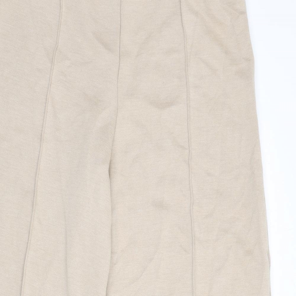 Marks and Spencer Womens Beige Polyester Trousers Size 18 L28 in Regular - Pleat