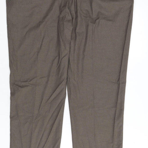 Marks and Spencer Mens Brown Polyester Dress Pants Trousers Size 42 in L33 in Regular Zip