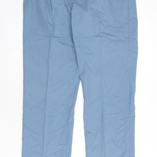 Blue Harbour Mens Blue Cotton Trousers Size 32 in L33 in Regular Zip