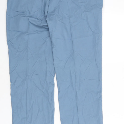 Blue Harbour Mens Blue Cotton Trousers Size 32 in L33 in Regular Zip