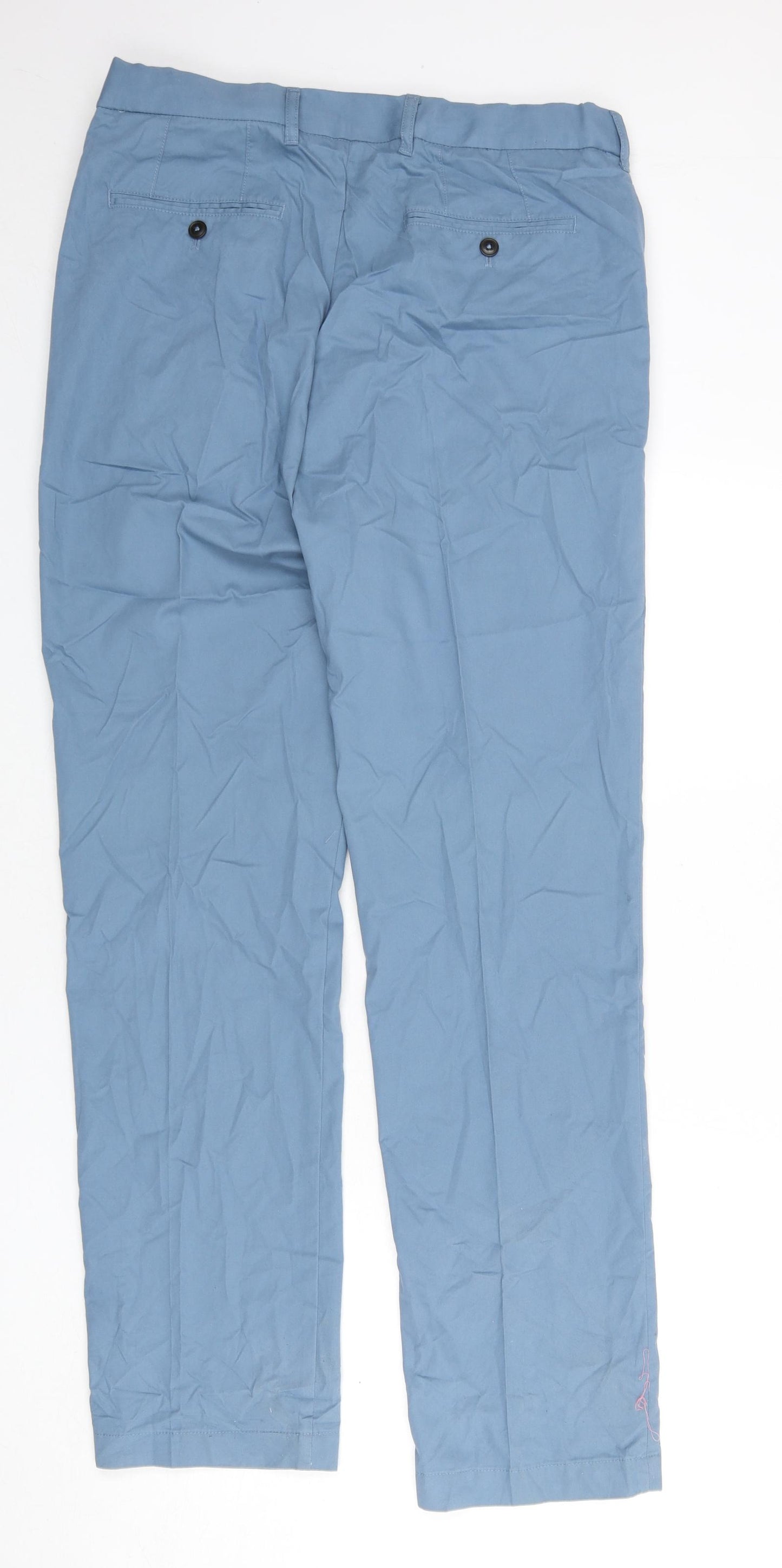 Blue Harbour Mens Blue Cotton Trousers Size 32 in L33 in Regular Zip