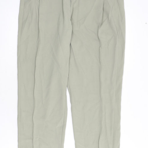 Marks and Spencer Womens Green Polyester Trousers Size 14 L25 in Regular - Pleat