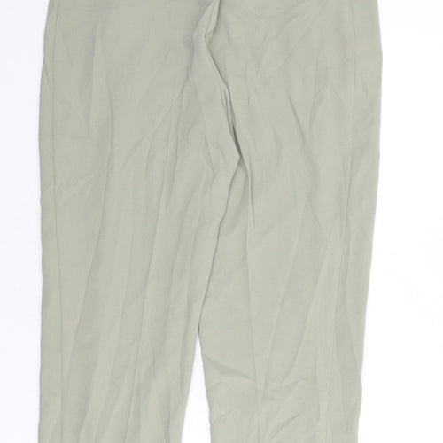 Marks and Spencer Womens Green Polyester Trousers Size 14 L25 in Regular - Pleat