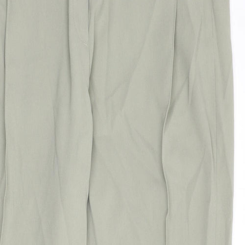 Marks and Spencer Womens Green Polyester Trousers Size 14 L25 in Regular - Pleat