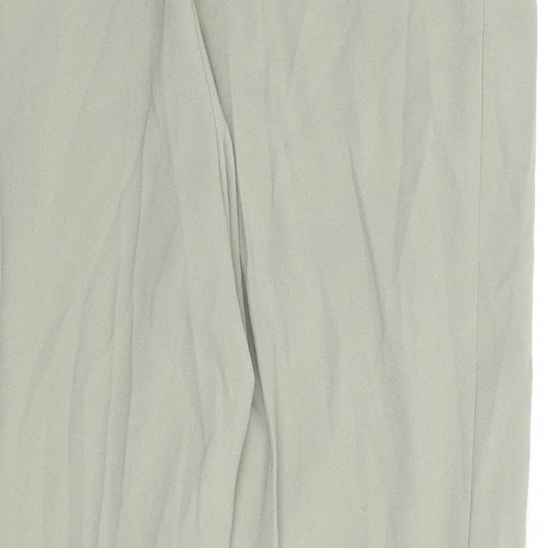 Marks and Spencer Womens Green Polyester Trousers Size 14 L25 in Regular - Pleat