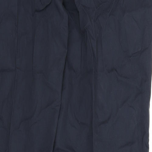 Marks and Spencer Mens Blue Cotton Trousers Size 42 in L31 in Regular Zip