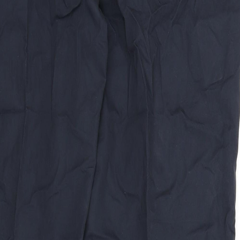 Marks and Spencer Mens Blue Cotton Trousers Size 42 in L31 in Regular Zip