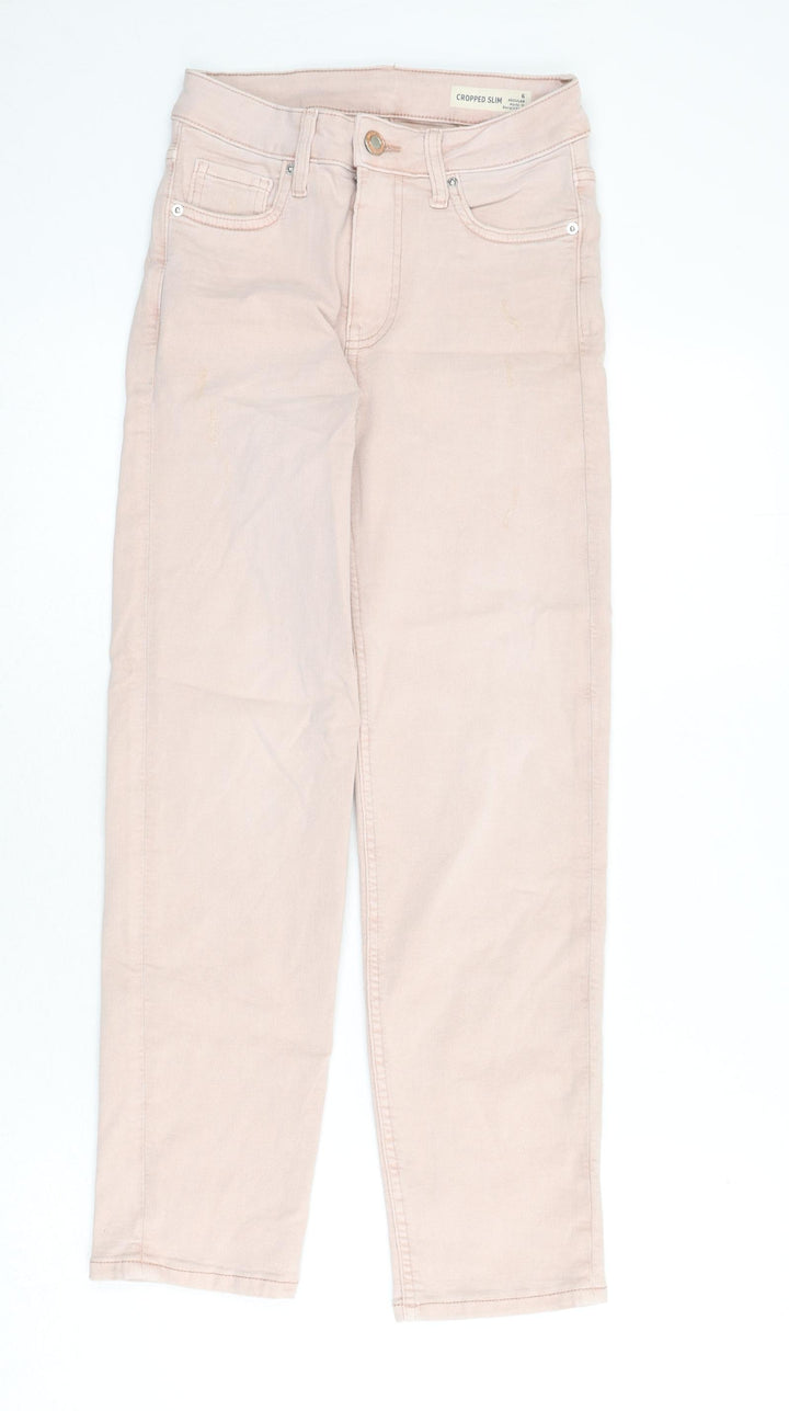 Marks and Spencer Womens Pink Cotton Skinny Jeans Size 6 L24 in Slim Zip - Cropped