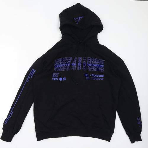 The Couture Mens Black Cotton Pullover Hoodie Size S - Everything Is Temporary