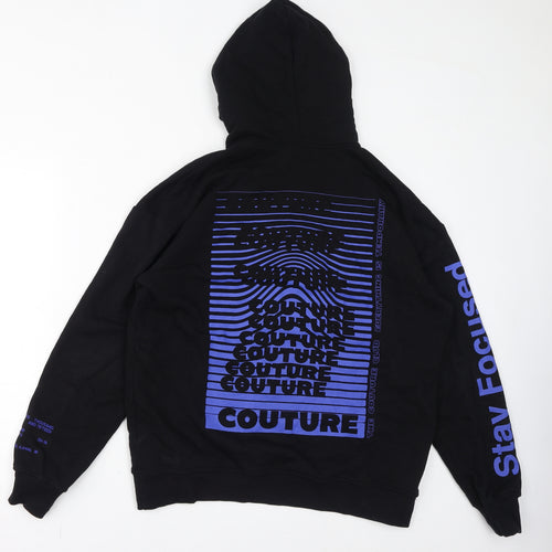 The Couture Mens Black Cotton Pullover Hoodie Size S - Everything Is Temporary