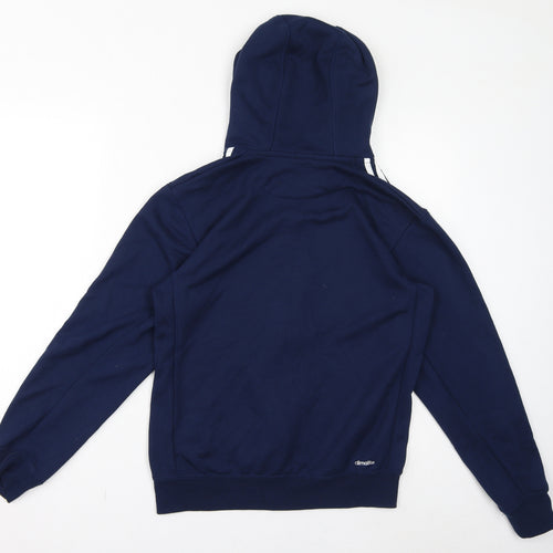 adidas Mens Blue Polyester Full Zip Hoodie Size S - Logo Three Stripes