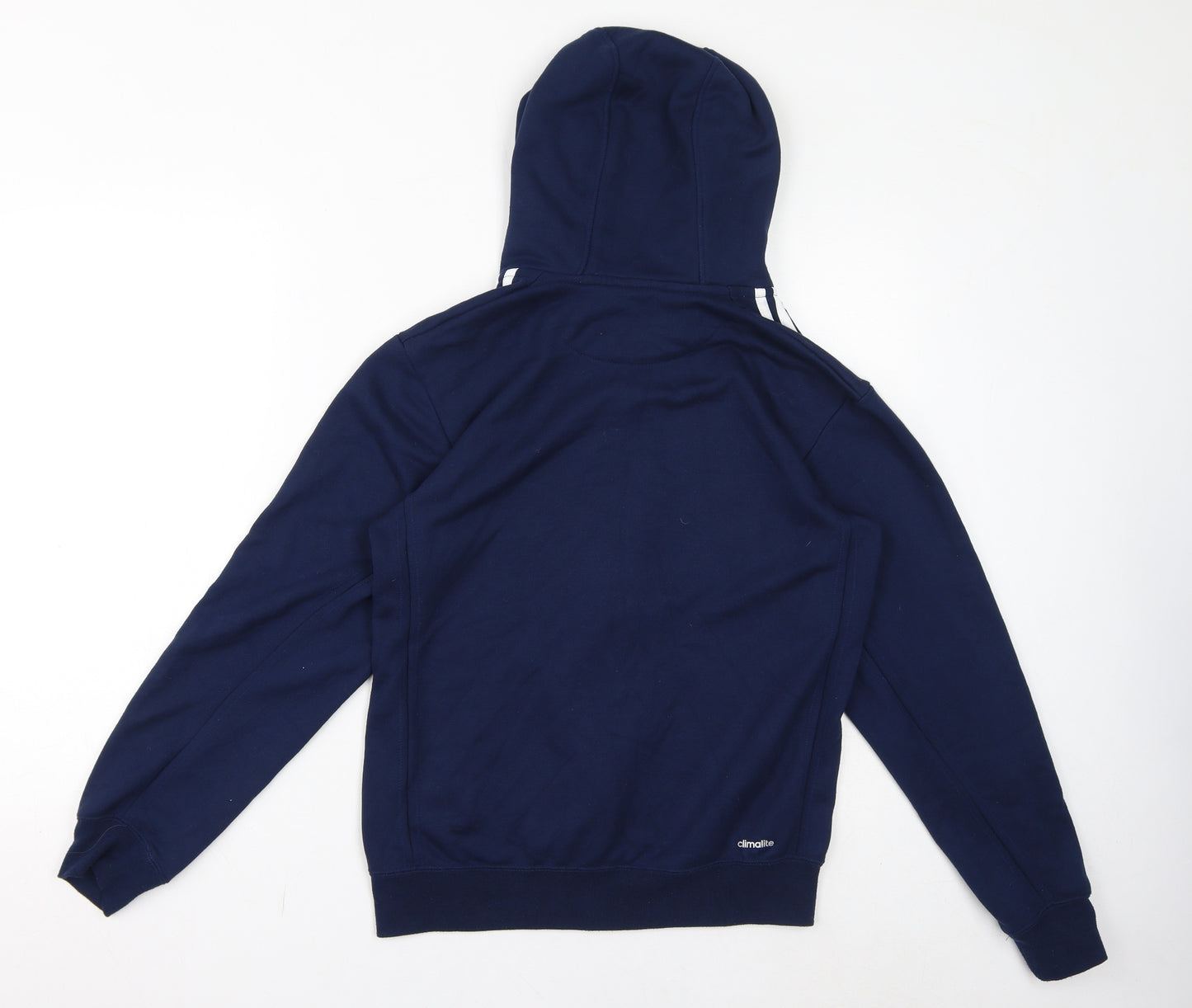 adidas Mens Blue Polyester Full Zip Hoodie Size S - Logo Three Stripes