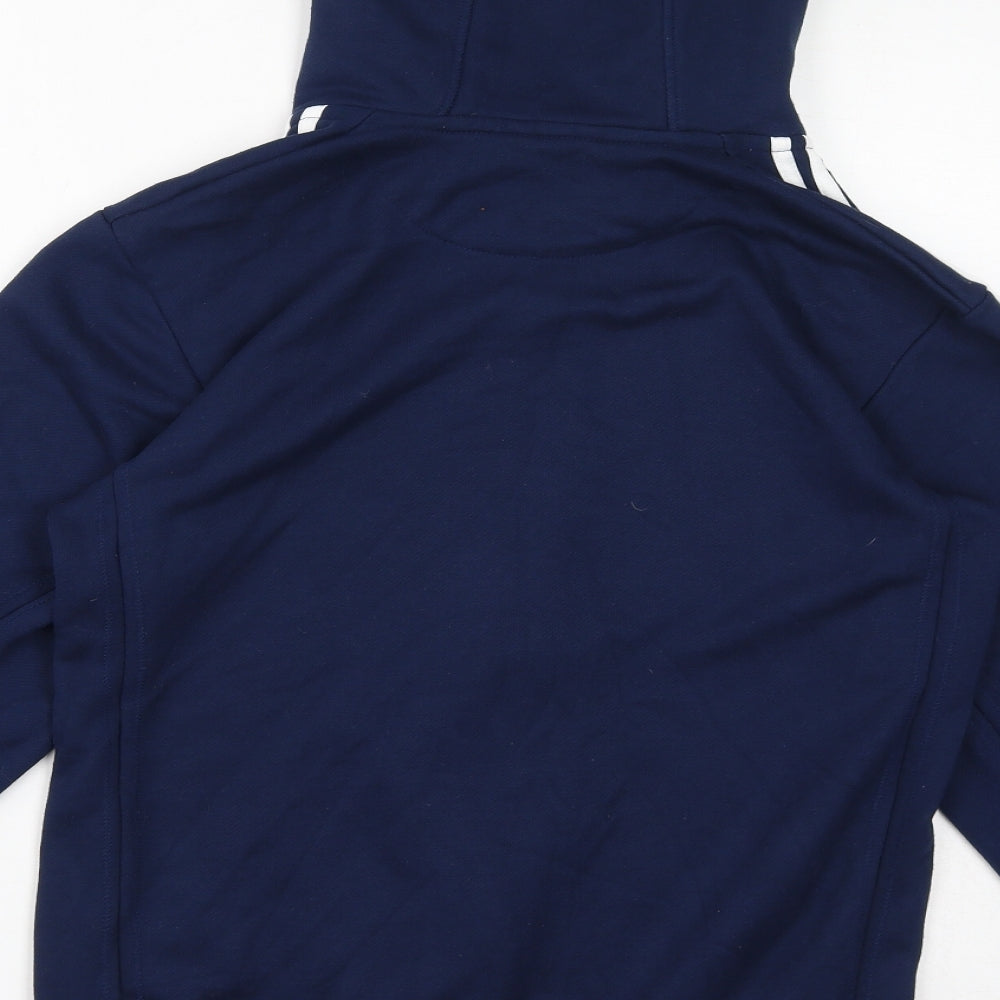 adidas Mens Blue Polyester Full Zip Hoodie Size S - Logo Three Stripes