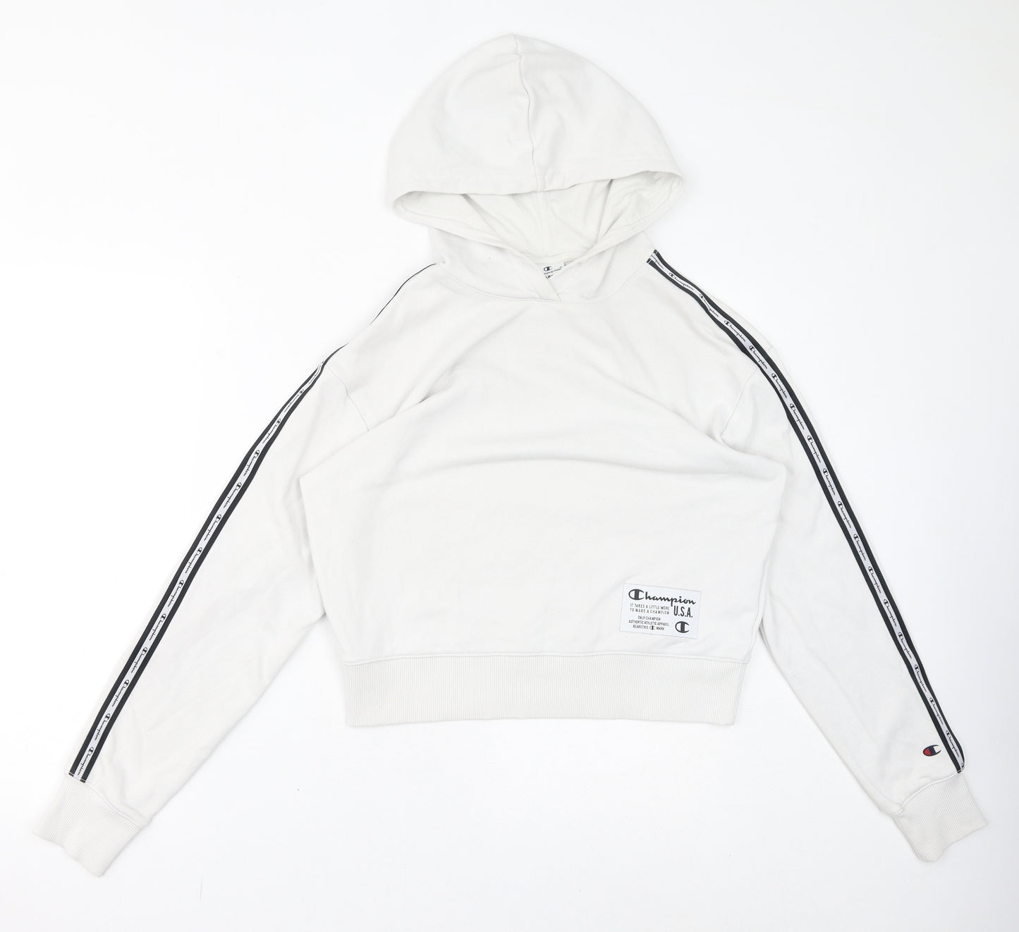 Champion Womens White Cotton Pullover Hoodie Size L Pullover