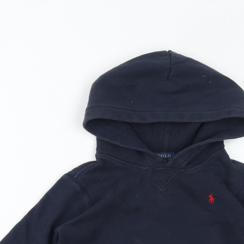 Ralph Lauren Boys Blue Cotton Pullover Hoodie Size 6 Years Pullover