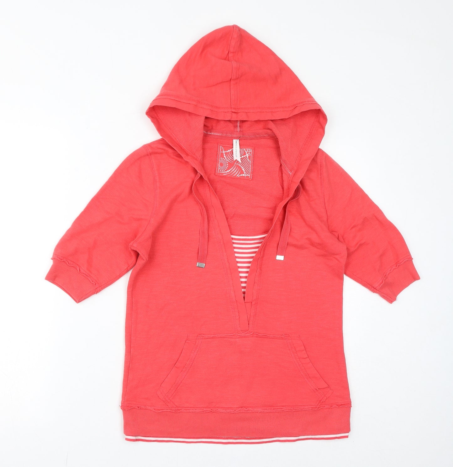 Marks and Spencer Womens Pink Cotton Pullover Hoodie Size 10 Pullover