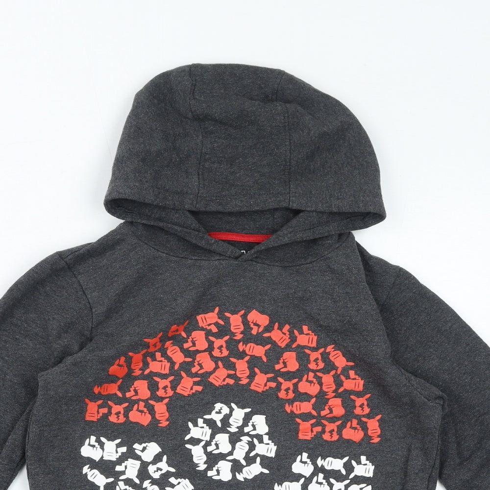 Pokémon Boys Grey Cotton Pullover Hoodie Size 10 Years Pullover - Pikachu