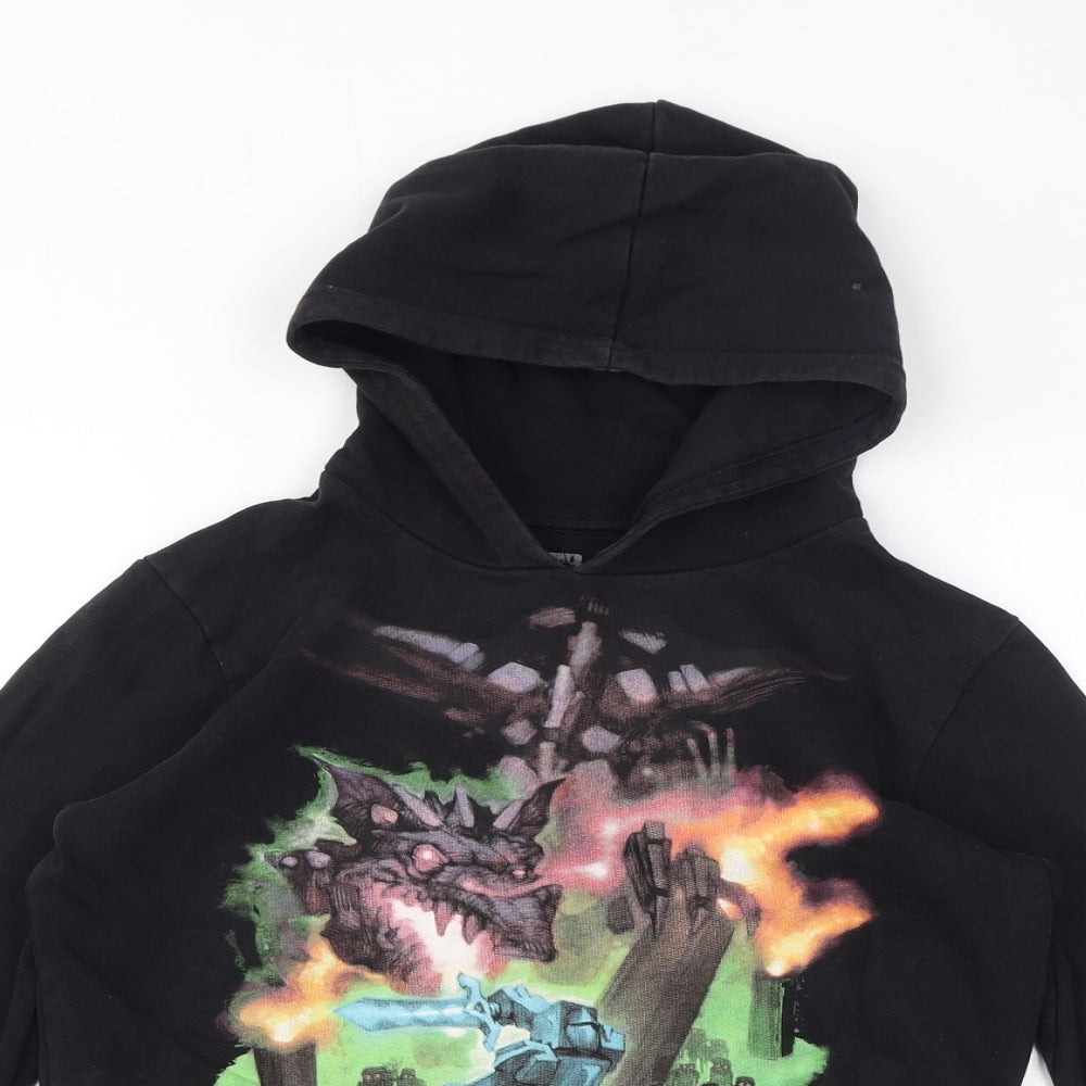 Marks and Spencer Boys Black Cotton Pullover Hoodie Size 11-12 Years Pullover - Minecraft