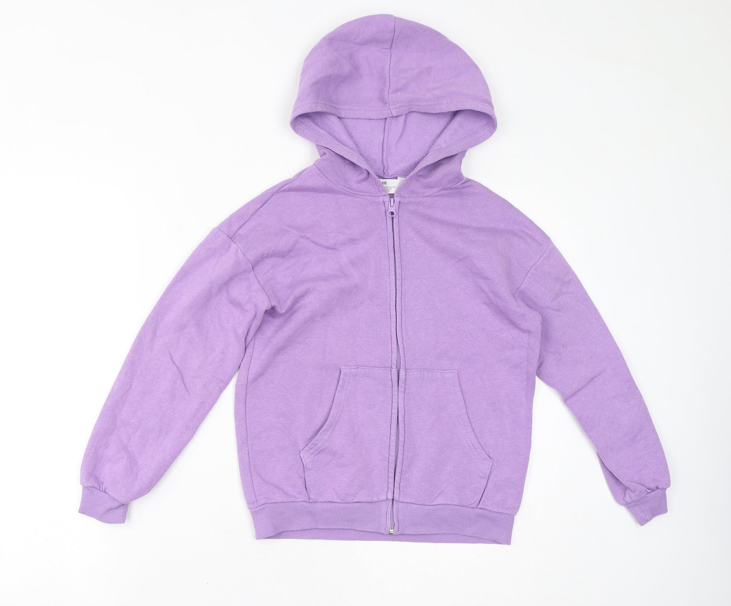 H&M Girls Purple Cotton Full Zip Hoodie Size 8-9 Years Zip - Size 8-10