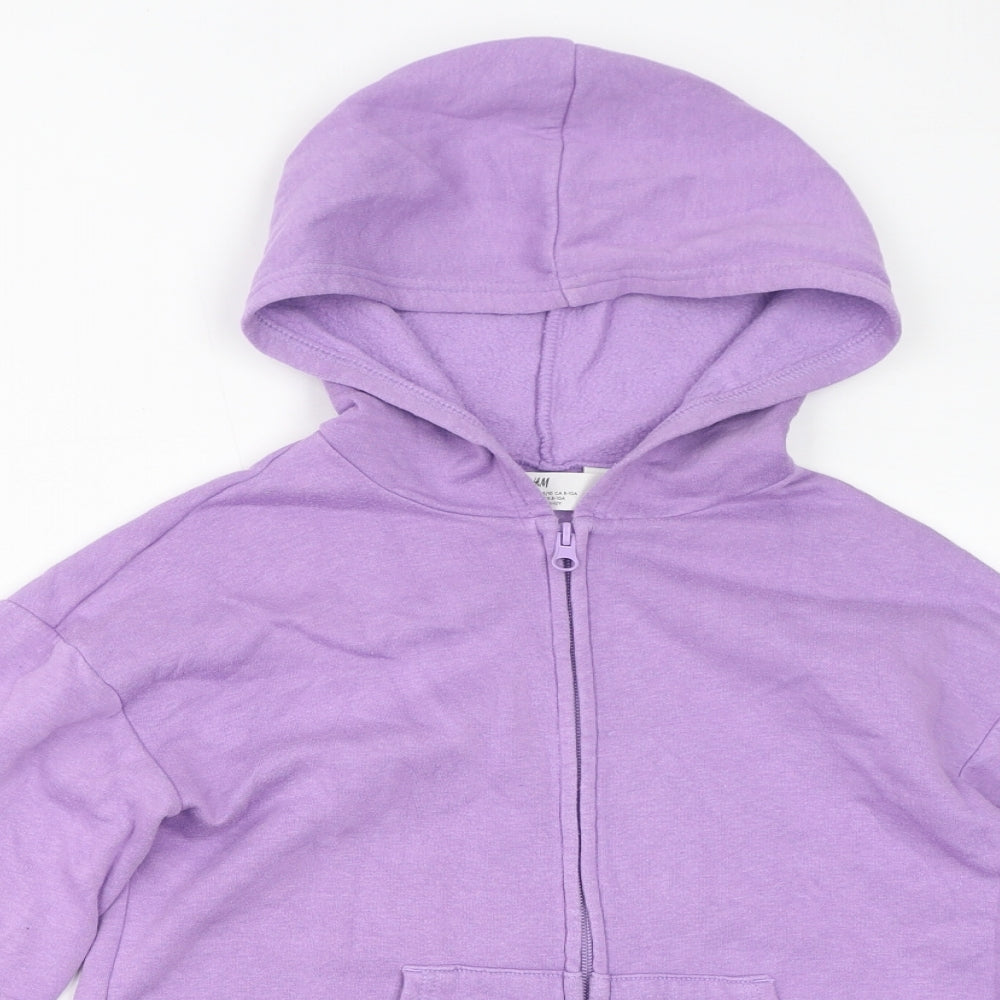 H&M Girls Purple Cotton Full Zip Hoodie Size 8-9 Years Zip - Size 8-10