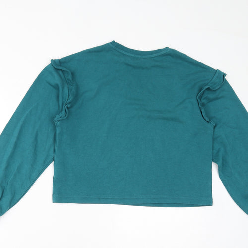 H&M Girls Blue Cotton Pullover Sweatshirt Size 10-11 Years Pullover - Size 10-12 Ruffles