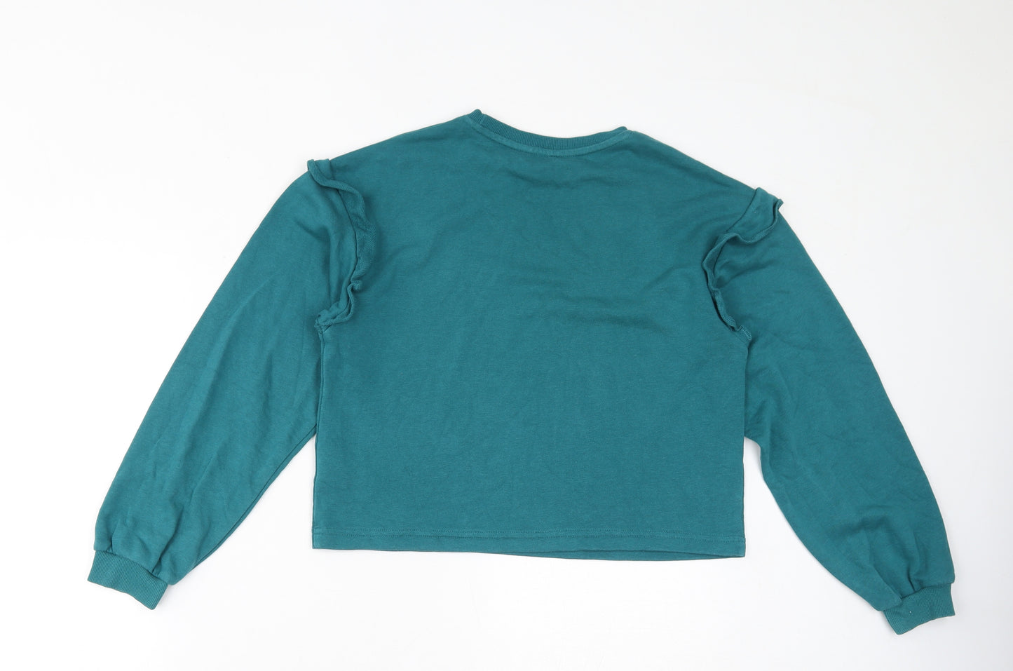 H&M Girls Blue Cotton Pullover Sweatshirt Size 10-11 Years Pullover - Size 10-12 Ruffles